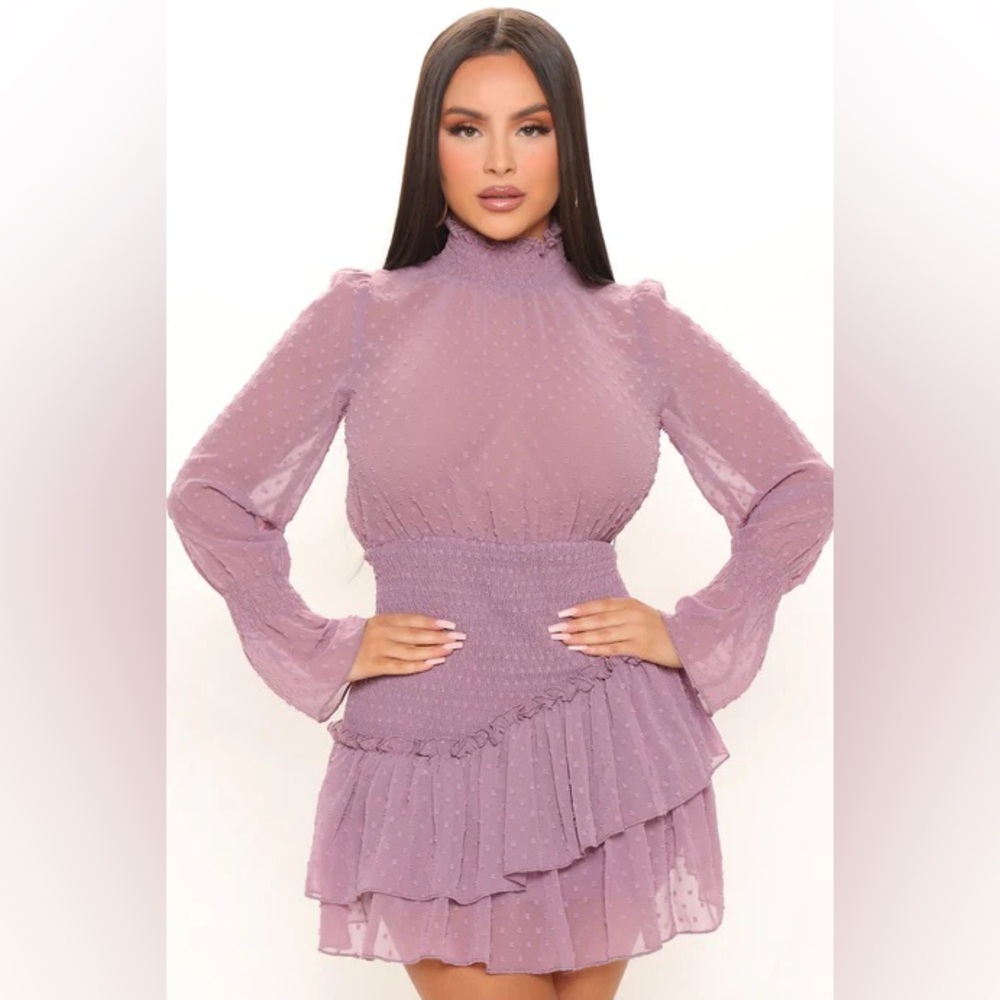 Elegant Purple Ruffles Women's Dress